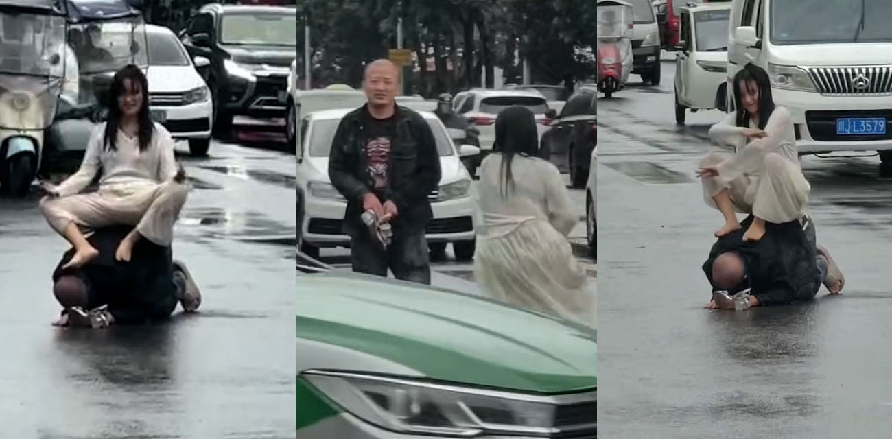 这特么是什么龟男 四川遂宁 中年夫妻雨中街头秀真爱 你想听那个爱情故事吗？