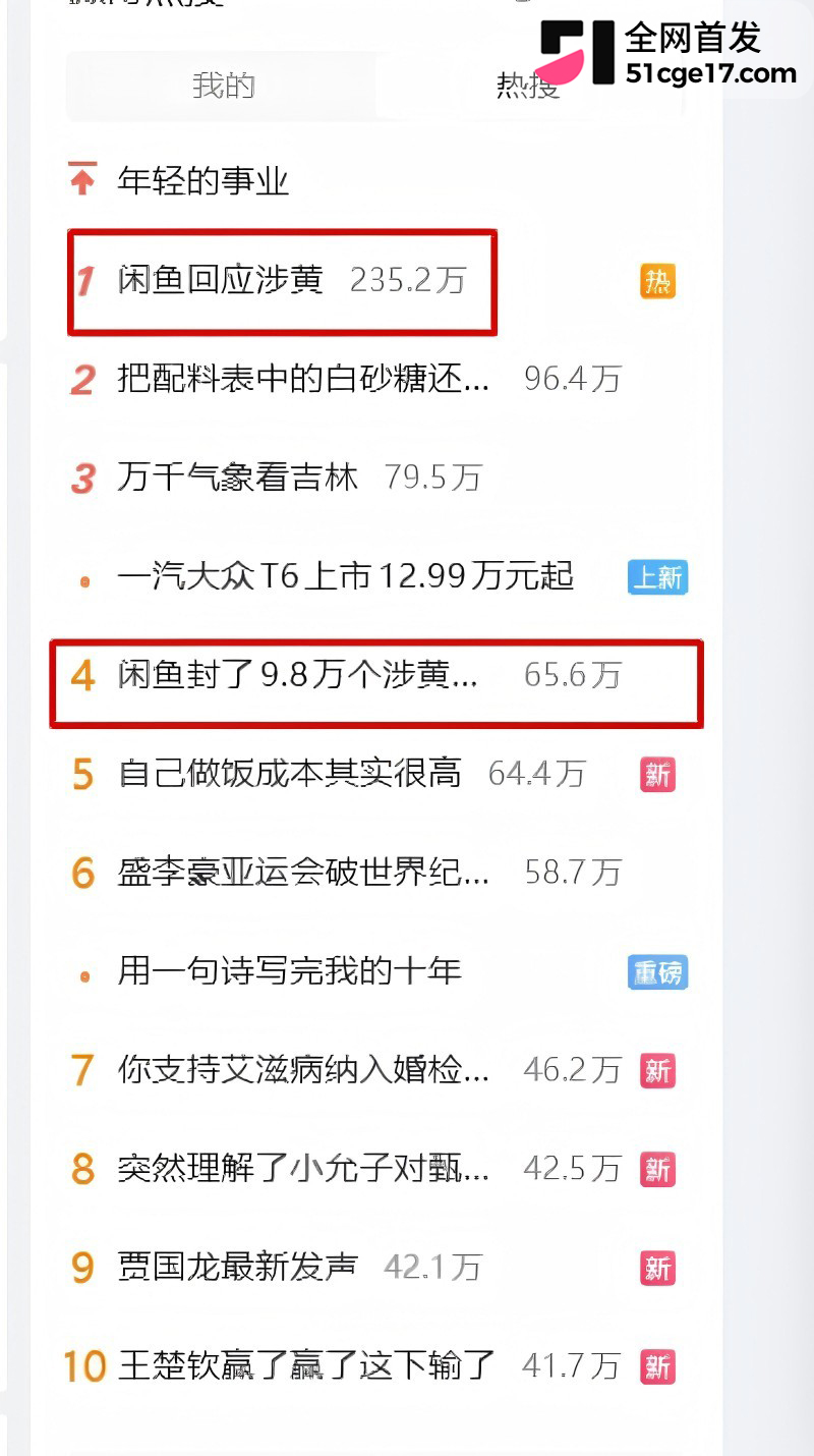 闲鱼招嫖 再度登顶热搜1