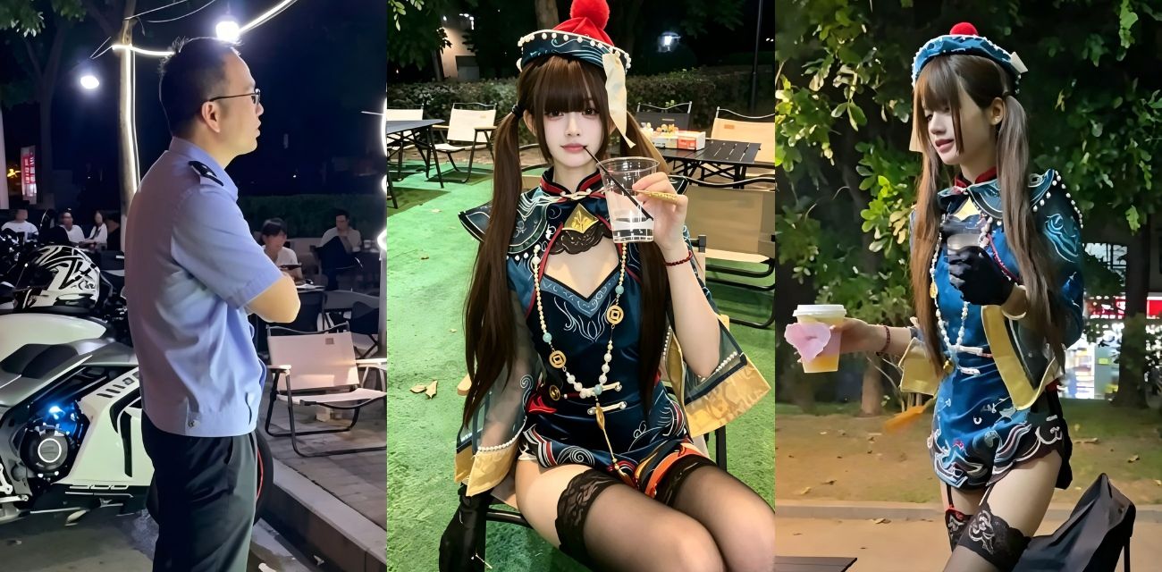 广东东莞站前路 妹子穿Cos服卖柠檬茶 被叔叔警告擦边 好好赚钱也要被针对？